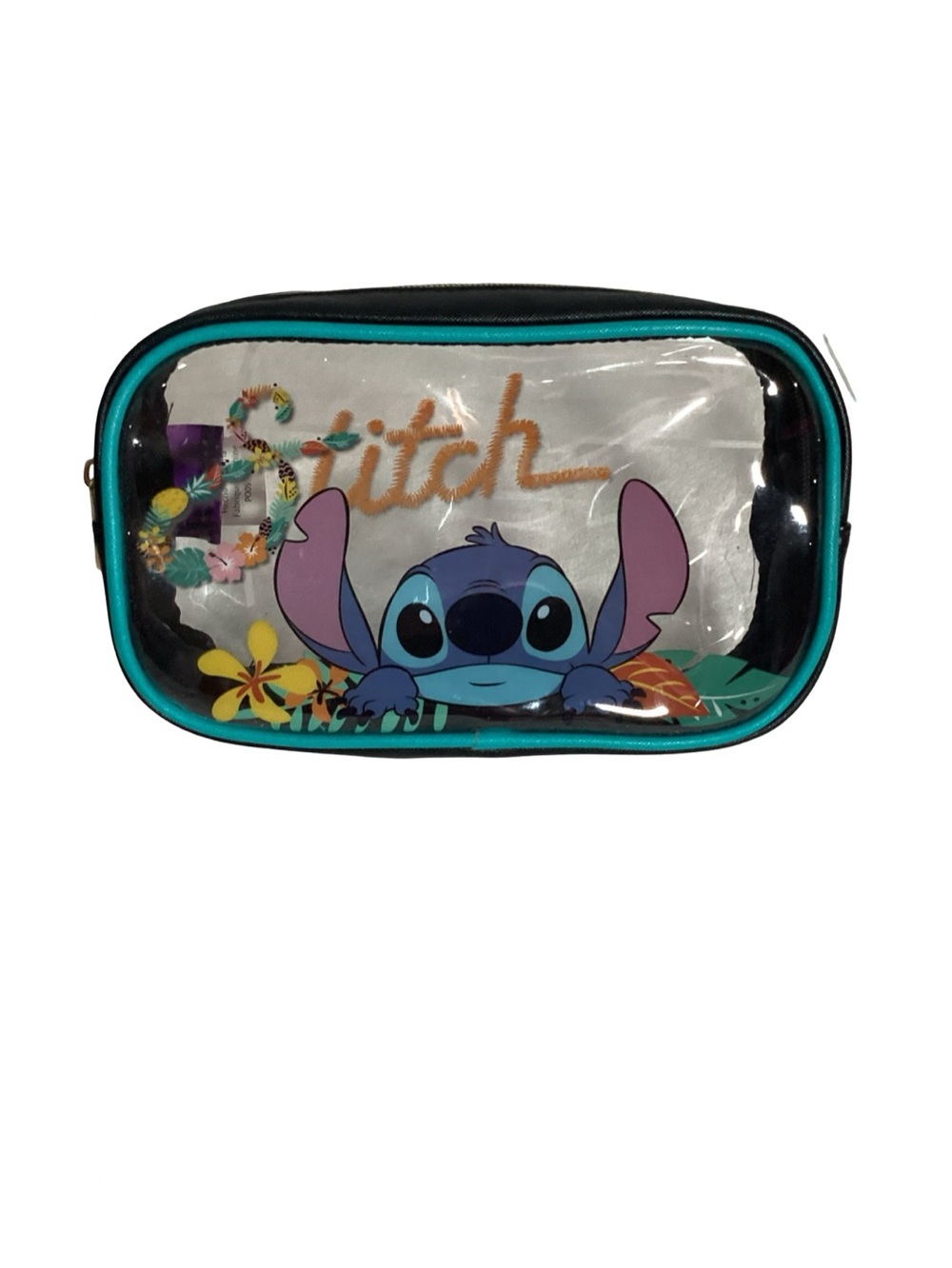 Disney Lilo & Stitch Clear Plastic Makeup Cosmetic Travel Bag Pencil Holder NWOT